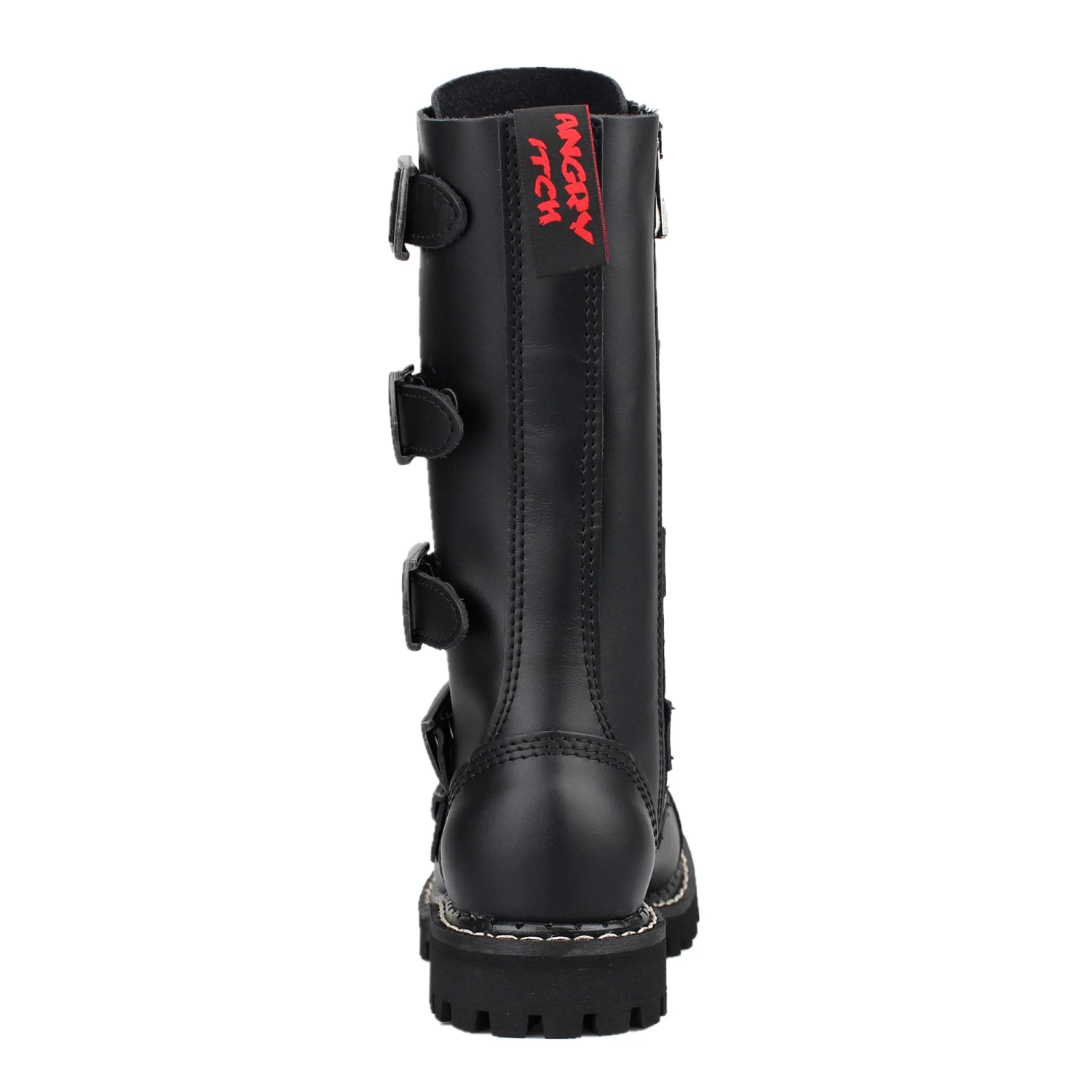 14-Hole 5-Buckle Black Leather Boots - Image 5