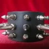 3 Row Spiked Wristband With Long And Short Spikes