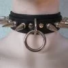 Spiked Bondage Choker With Long Spikes And O-Ring