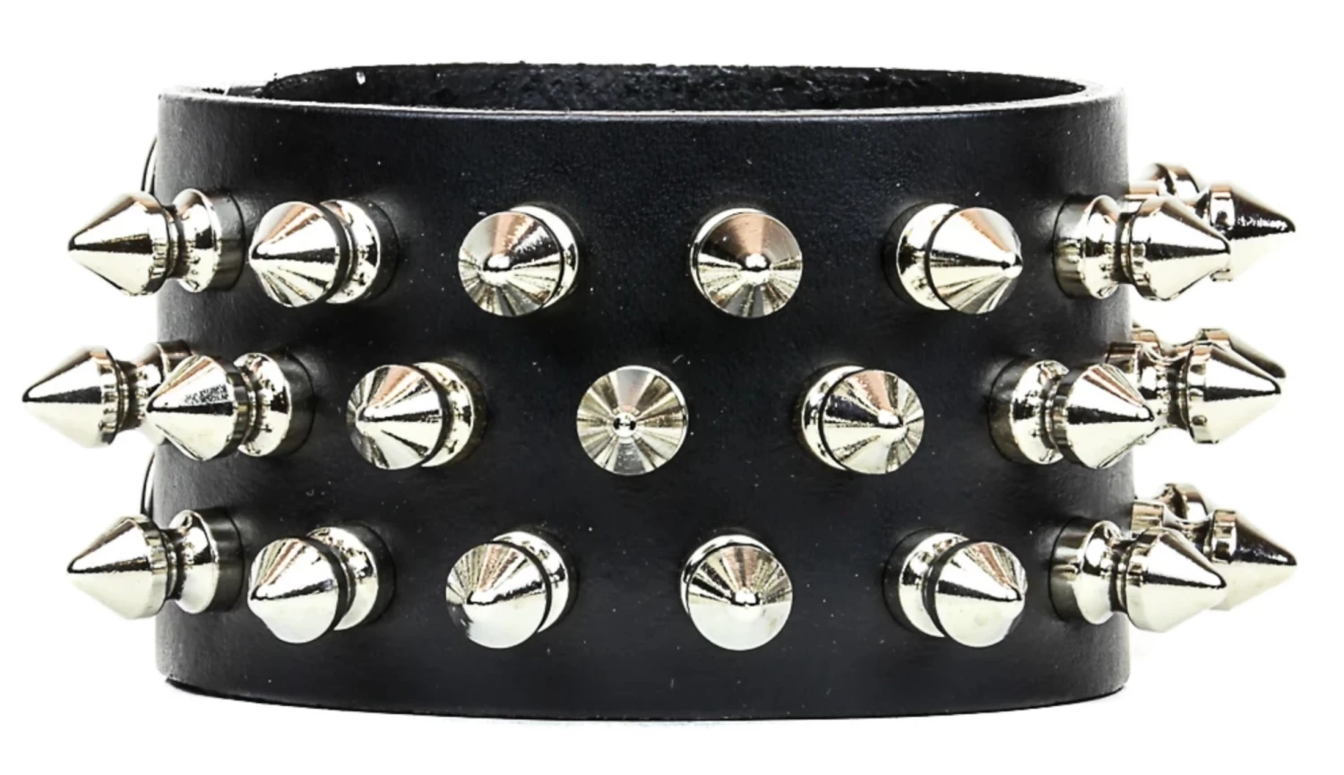 Spiked Bracelet With 3 Rows Of Short Spikes - Image 2