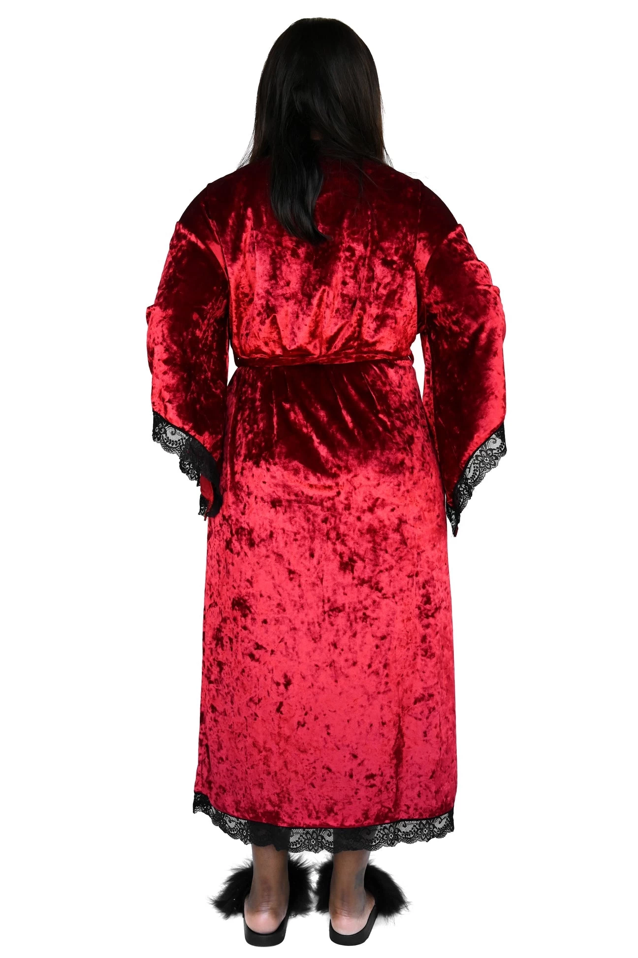 Bathory Dressing Robe - Crimson Red Crushed Velvet (Limited Edition) - Image 3