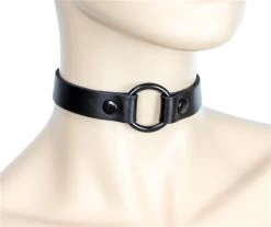 O-Ring Choker Black Leather