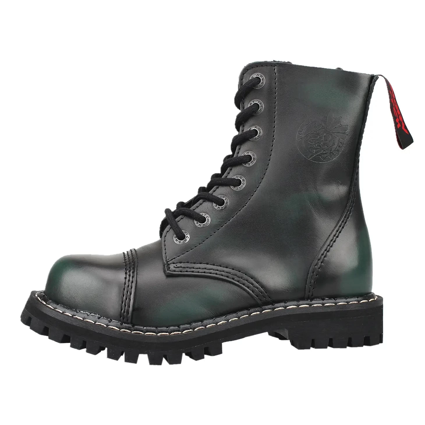8-Hole - Dark Green Rub-Off Leather Boots - Image 2