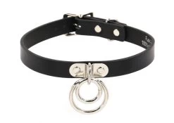 Vegan Leather Double Ring Choker