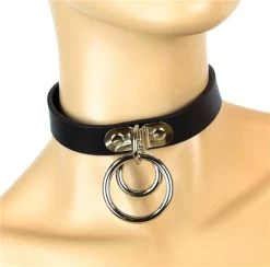 Leather Double Ring Choker