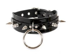 Spike Sub Bondage Choker - Black Vinyl