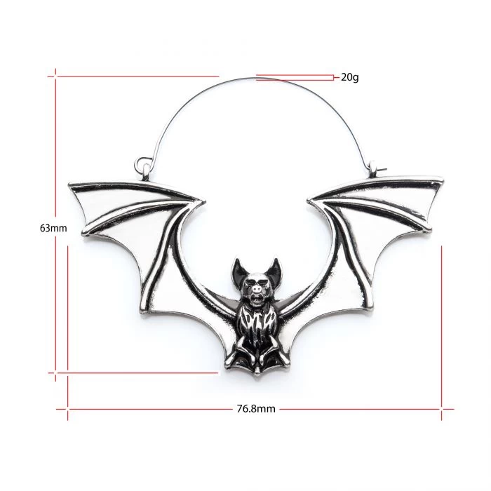 Flying Vampire Bat Plug Hoops - Image 2
