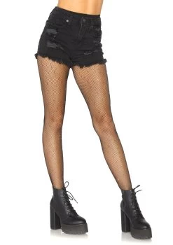 LEG AVENUE Gun Metal Stud Fishnet Tights