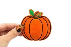 Orange Holographic Pumpkin Embroidered Iron On Patch