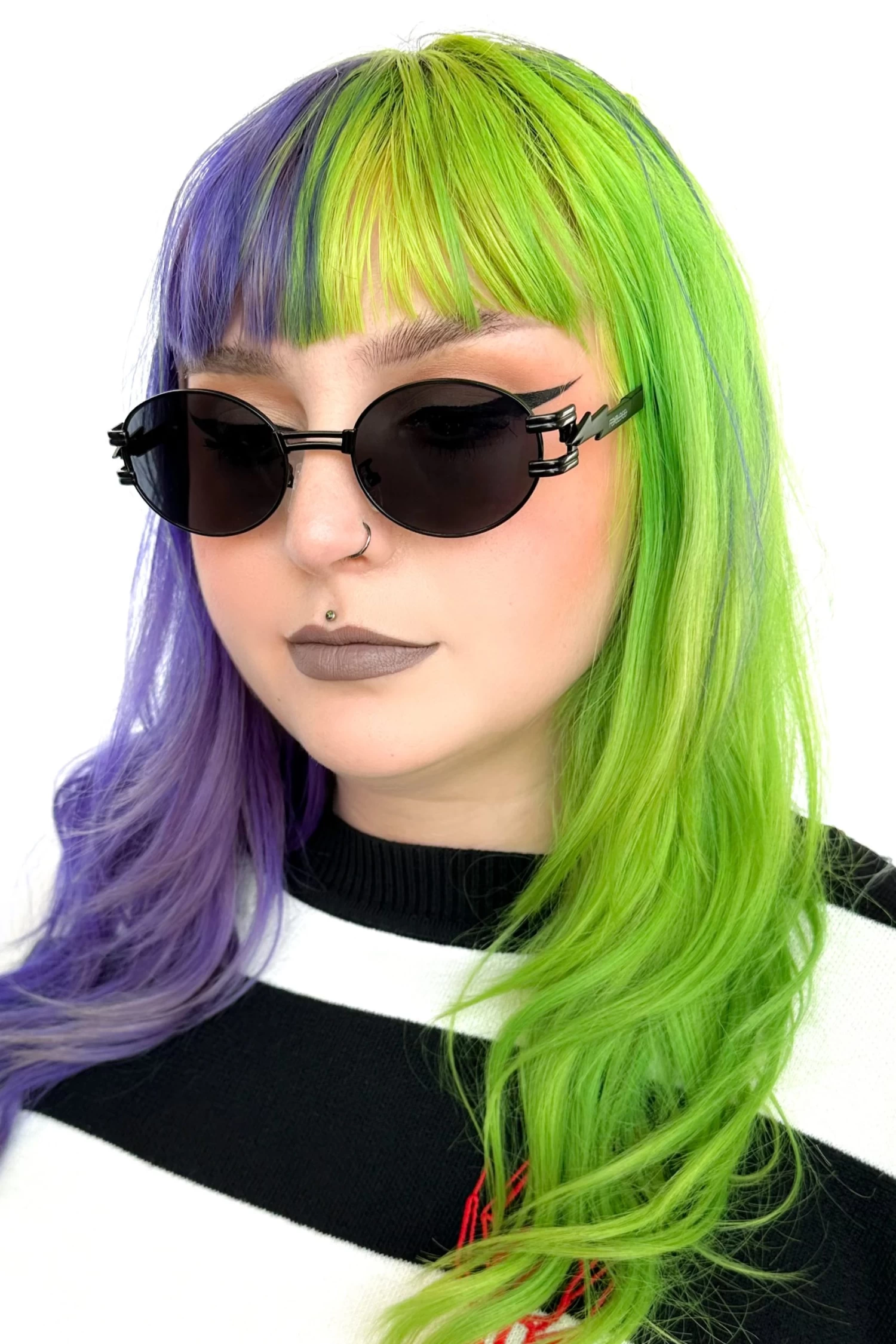 Black Lightning Round Sunglasses