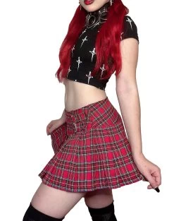 World's End Pleated Mini Skirt - Red Plaid