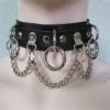 Leather Bondage Choker With Rings And Chains