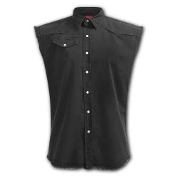 Sleeveless Stone Washed Worker Black