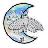 Moth And Moon Holographic Vinyl Iron On Embroidered Patch