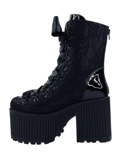 Pandora Platform Boots - Black Lace
