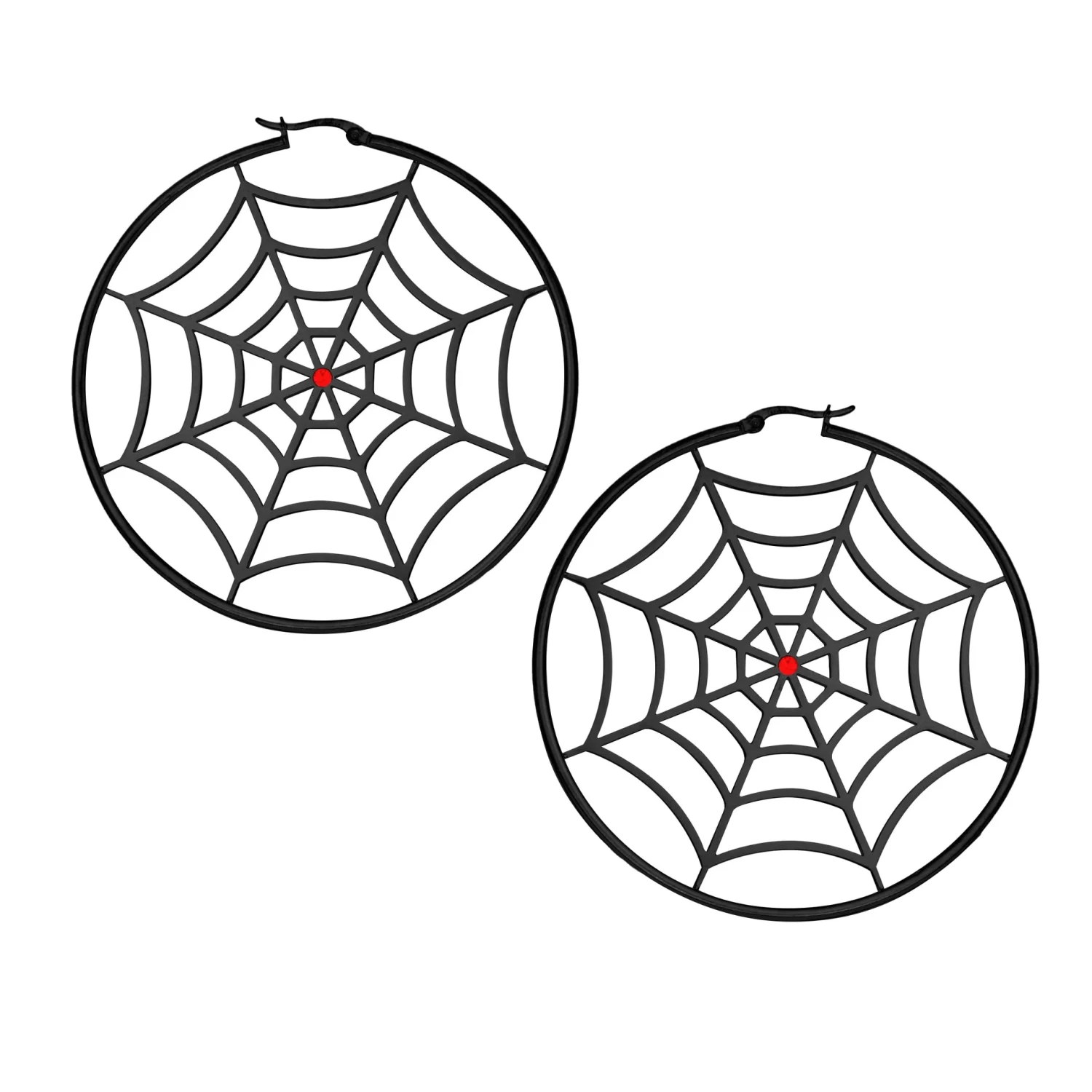 Spiderweb Hoop Earrings - Black