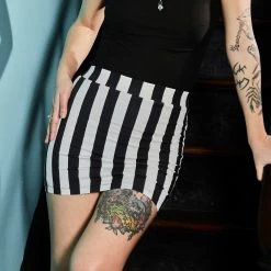 Striped Mini Skirt - Black & White