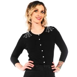 Spiderweb Cropped Cardigan - Black And White