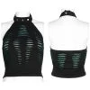 Grunge Ripped Skull Halter Top - Black & Green