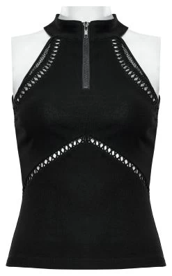 Cutout Splice Mesh Halter Top
