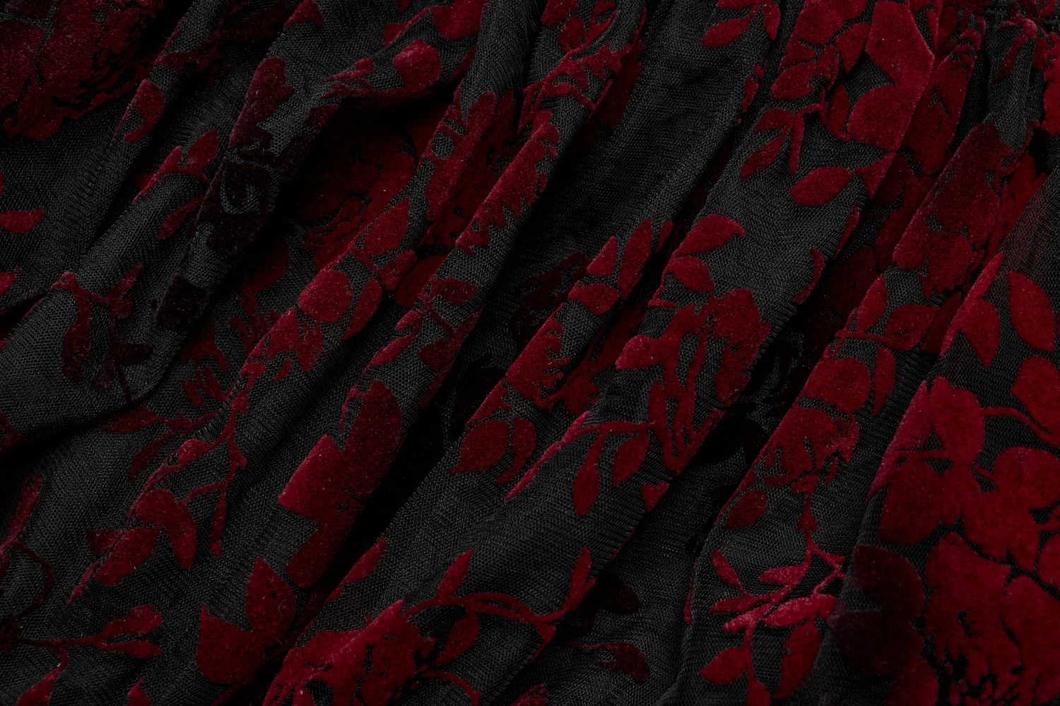 Gothic Off Shoulder Ruffles Sheer Shirt - Black & Red - Image 9