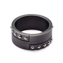 Stainless Steel Gun Metal Finish With Steel Beaded Ring