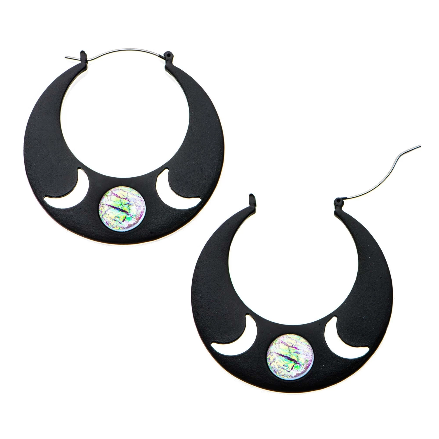 Cut-Out Moon Plug Hoops - Image 2